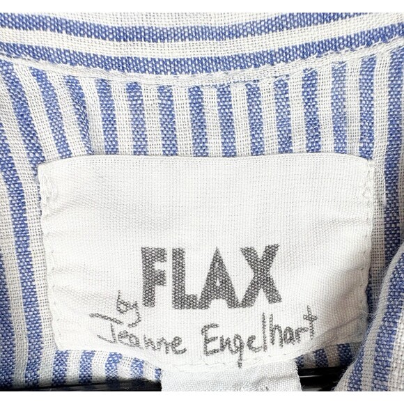 FLAX Jeanne Engelhart Blue White Striped Tunic Dress Lagenlook Linen, Medium - Picture 3 of 7